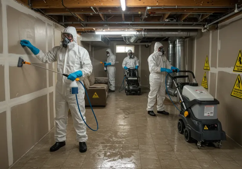 Basement Moisture Removal and Structural Drying process in League City, TX
